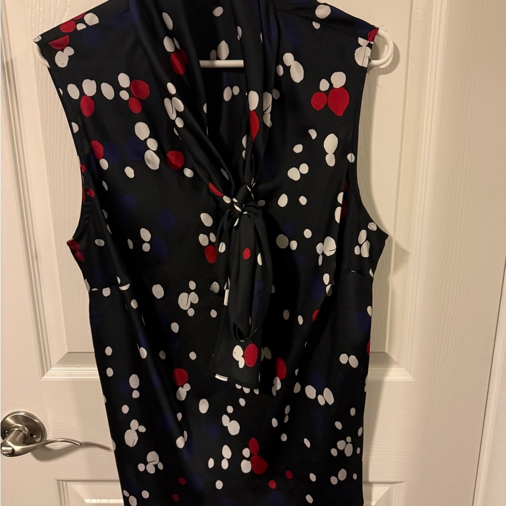 Nine West  Polka Dot Sleeveless  tie tank top